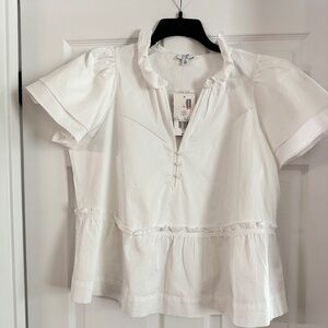 Crown & Ivy White Cotton Fashion top XL